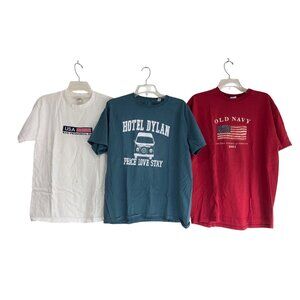 Lot Of 3 Graphic Tees USA Old Navy Hotel Dylan Fruit Of The Loom Medium 13e